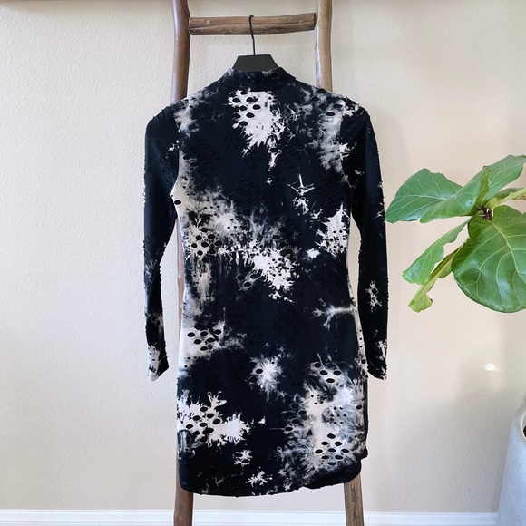 Distressed Long Sleeve Mini Dress - Picture 2 of 5